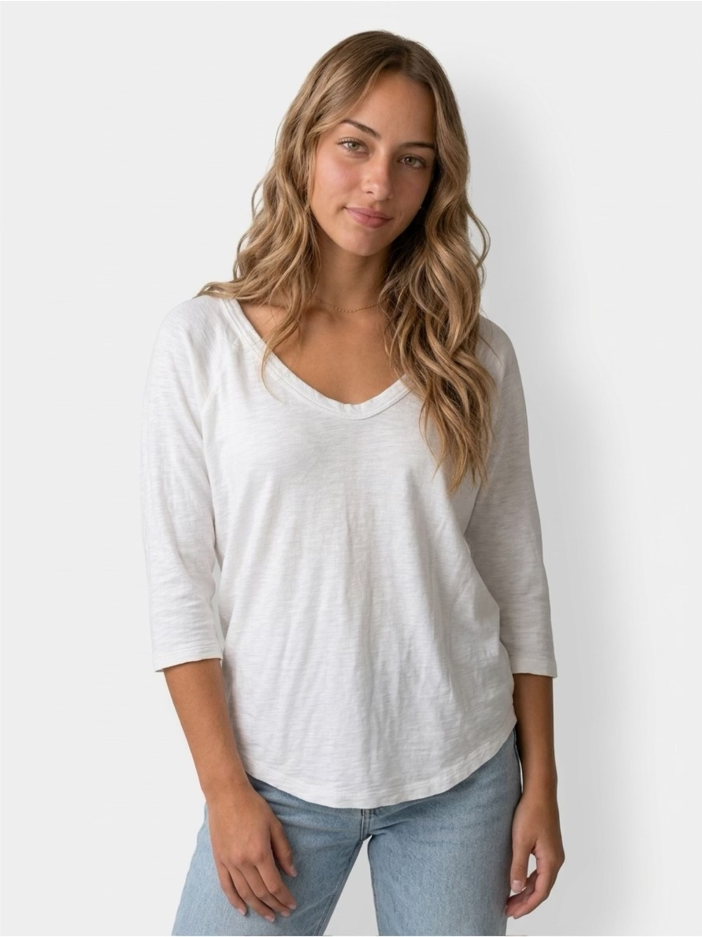 James Perse lightweight cotton jersey scoop-neck tunic top Sz 2 White